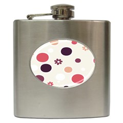 Polka Dots Flower Floral Rainbow Hip Flask (6 Oz) by Mariart