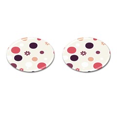 Polka Dots Flower Floral Rainbow Cufflinks (oval)