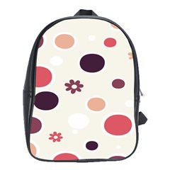 Polka Dots Flower Floral Rainbow School Bag (xl)