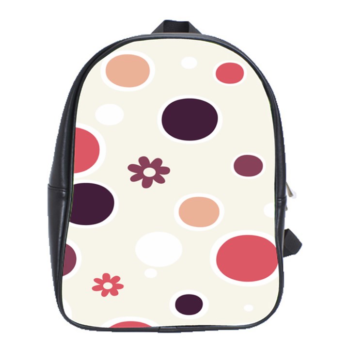 Polka Dots Flower Floral Rainbow School Bag (XL)