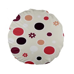 Polka Dots Flower Floral Rainbow Standard 15  Premium Flano Round Cushions