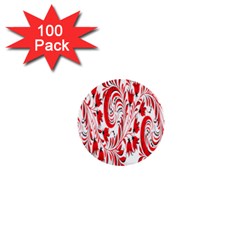 Red Flower Floral Leaf 1  Mini Buttons (100 Pack)  by Mariart