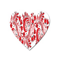 Red Flower Floral Leaf Heart Magnet by Mariart