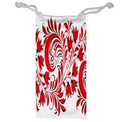 Red Flower Floral Leaf Jewelry Bag