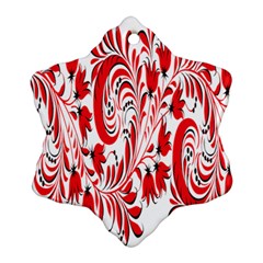 Red Flower Floral Leaf Ornament (snowflake)