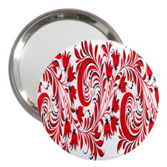 Red Flower Floral Leaf 3  Handbag Mirrors