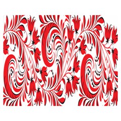 Red Flower Floral Leaf Double Sided Flano Blanket (medium) 