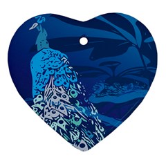 Peacock Bird Blue Animals Ornament (heart)