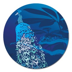 Peacock Bird Blue Animals Magnet 5  (round)