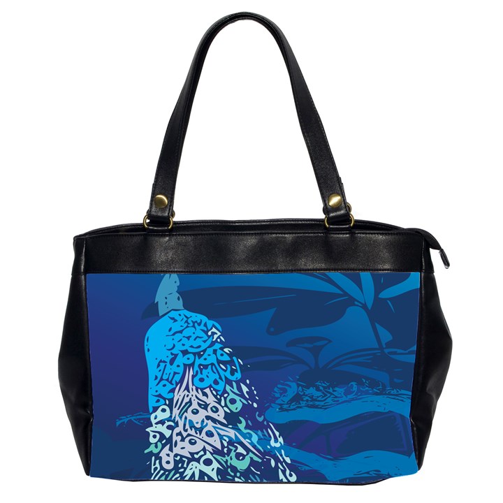 Peacock Bird Blue Animals Office Handbags (2 Sides) 