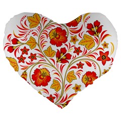 Wreaths Flower Floral Sexy Red Sunflower Star Rose Large 19  Premium Flano Heart Shape Cushions by Mariart