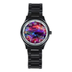 Abstract Shiny Night Lights 7 Stainless Steel Round Watch