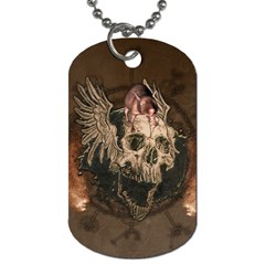 Awesome Creepy Skull With Rat And Wings Dog Tag (Two Sides)