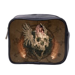 Awesome Creepy Skull With Rat And Wings Mini Toiletries Bag 2-Side