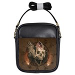 Awesome Creepy Skull With Rat And Wings Girls Sling Bags Front