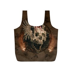 Awesome Creepy Skull With Rat And Wings Full Print Recycle Bags (S) 