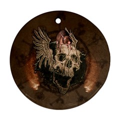 Awesome Creepy Skull With Rat And Wings Ornament (Round)