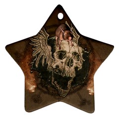 Awesome Creepy Skull With Rat And Wings Ornament (Star)