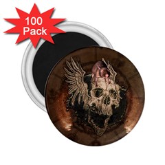 Awesome Creepy Skull With Rat And Wings 2.25  Magnets (100 pack) 