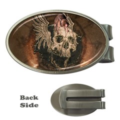 Awesome Creepy Skull With Rat And Wings Money Clips (Oval) 