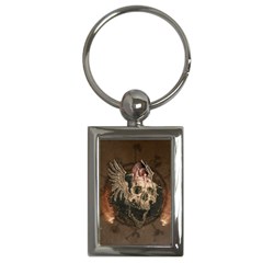 Awesome Creepy Skull With Rat And Wings Key Chains (Rectangle) 