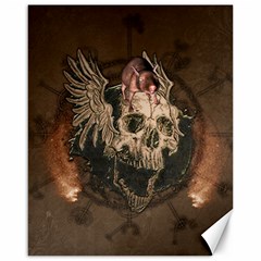 Awesome Creepy Skull With Rat And Wings Canvas 16  x 20  