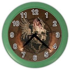 Awesome Creepy Skull With Rat And Wings Color Wall Clocks