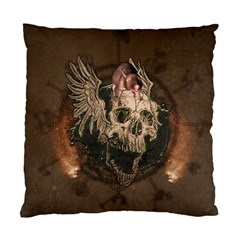 Awesome Creepy Skull With Rat And Wings Standard Cushion Case (One Side)