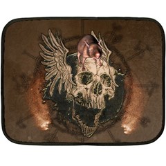 Awesome Creepy Skull With Rat And Wings Fleece Blanket (Mini)