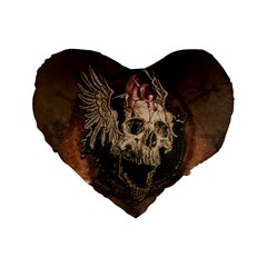 Awesome Creepy Skull With Rat And Wings Standard 16  Premium Heart Shape Cushions