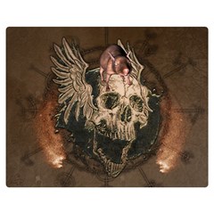 Awesome Creepy Skull With Rat And Wings Double Sided Flano Blanket (Medium) 