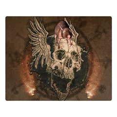 Awesome Creepy Skull With Rat And Wings Double Sided Flano Blanket (Large) 