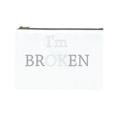 I Am Ok - Broken Cosmetic Bag (large)  by Valentinaart