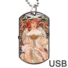 Alfons Mucha   F  Champenois Imprimeur ¨|diteur Dog Tag Usb Flash (one Side) by NouveauDesign