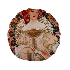 Alfons Mucha   F  Champenois Imprimeur ¨|diteur Standard 15  Premium Round Cushions by NouveauDesign