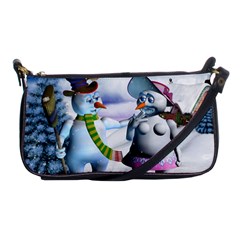 Funny, Cute Snowman And Snow Women In A Winter Landscape Shoulder Clutch Bags by FantasyWorld7