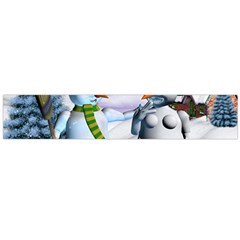 Funny, Cute Snowman And Snow Women In A Winter Landscape Flano Scarf (large) by FantasyWorld7