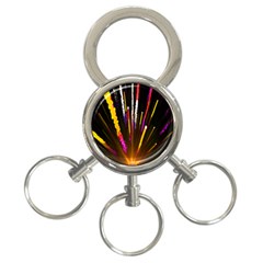 Seamless Colorful Light Fireworks Sky Black Ultra 3-Ring Key Chains