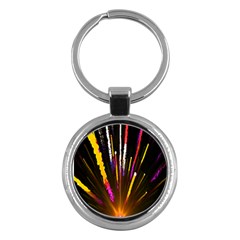 Seamless Colorful Light Fireworks Sky Black Ultra Key Chains (Round) 