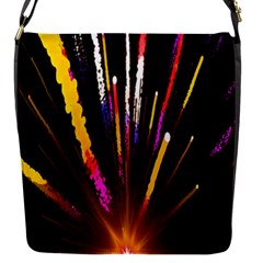 Seamless Colorful Light Fireworks Sky Black Ultra Flap Messenger Bag (S)