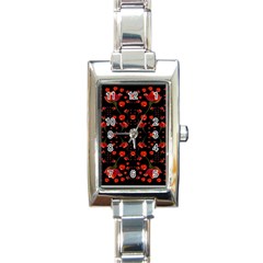 Pumkins And Roses From The Fantasy Garden Rectangle Italian Charm Watch by pepitasart
