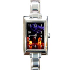 Awaiting Halloween Night Rectangle Italian Charm Watch by gothicandhalloweenstore