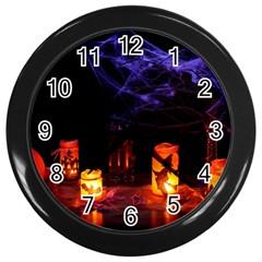 Awaiting Halloween Night Wall Clocks (black)