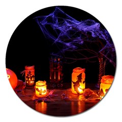 Awaiting Halloween Night Magnet 5  (round) by gothicandhalloweenstore