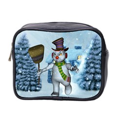 Funny Grimly Snowman In A Winter Landscape Mini Toiletries Bag 2-side by FantasyWorld7