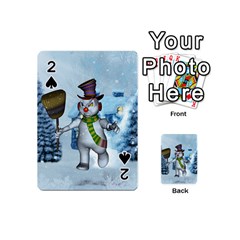 Funny Grimly Snowman In A Winter Landscape Playing Cards 54 (mini)  by FantasyWorld7