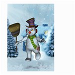 Funny Grimly Snowman In A Winter Landscape Small Garden Flag (Two Sides) Back