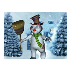 Funny Grimly Snowman In A Winter Landscape Double Sided Flano Blanket (mini)  by FantasyWorld7
