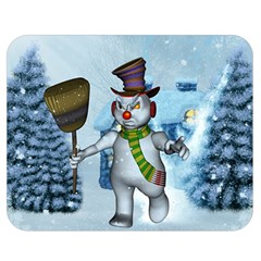 Funny Grimly Snowman In A Winter Landscape Double Sided Flano Blanket (medium)  by FantasyWorld7