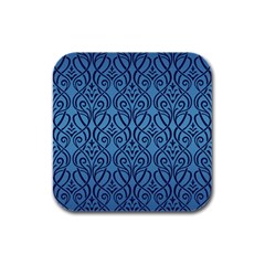 Art Nouveau Teal Rubber Square Coaster (4 Pack)  by NouveauDesign